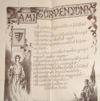 1922 "A mi törvényünk", cserkész plakát, szign. Légrády Sándor (1906-1987), hajtva, 60x47 ...
