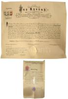 1949 Bp., a Pázmány Péter Tudományegyetem által kiállított orvosdoktori diploma (másolat) + 1929 Biz...
