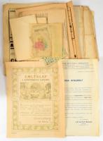 ca 1900-1940 Vegyes papírrégiség tétel: szentképek, nyomtatványok, okmányok, stb