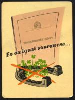 1955 ,,Ez az igazi szerencse...", Országos Takarékpénztár (OTP) fém kártyanaptár, 9,5x7 cm