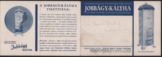 1934 Jobbágy-kályha reklámlap, leporellószerűen kihajtható