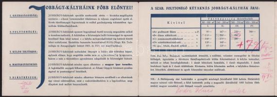 1934 Jobbágy-kályha reklámlap, leporellószerűen kihajtható