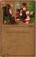 Herzliche Weihnachtsgrüsse / Children Christmas greeting art postcard. M. Munk Vienne Nr. 896. litho...