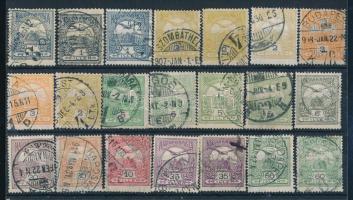 1900-1913 Turul 21 db bélyeg, 1-2 foglyukkal magasabbra fogazott bélyegek