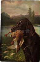 1912 Hunter art postcard, hunting dog with prey. Serie 506. (EK)
