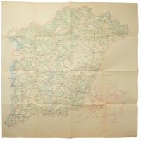 1973 Magyarország autóbuszhálózata 1973-74, kétoldalas térkép, kis lapszéli szakadással, 66x68 cm