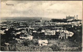 1906 Pozsony, Pressburg, Bratislava; látkép a szőlőhegyről, vár / view from the vineyard, castle