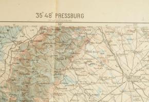 cca 1916 Pozsony (Pressburg) és környéke, katonai térkép, 1 : 200.000, K. u. k. Militärgeographische...