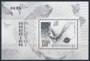 1998 Földrészek állatai (II.) feketenyomat blokk fekete sorszámmal (30.000)