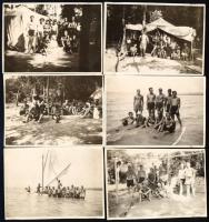 1929 Balatonaliga, cserkésztábor, 6 db fotó, a hátoldalon feliratozva, 6x8,5 cm