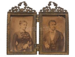 Győry Vilmos (1838-1885) evangélikus lelkész, író és felesége Székács Etelka portréja dekoratív réz ...