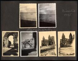 1935 Zsámbéki romtemplom és egyéb felvételek, 12 db fotó, albumlapra ragasztva, 8,5x6 cm