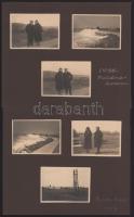 1932 Balatonkenesei életképek és a budapesti Lánchíd éjjel, 12 db fotó, két albumlapra ragasztva, 8,...