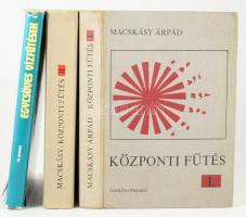 3 db könyv: Macskásy Árpád: Központi fűtés I-II. köt. Bp., 1975-1978, Tankönyvkiadó. Kiadói egészvás...