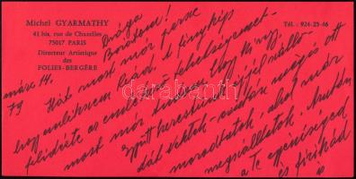 1980 Gyarmathy Mihály (Michel Gyarmathy, 1908-1996) rendező, jelmez- és díszlettervező, A párizsi Fo...