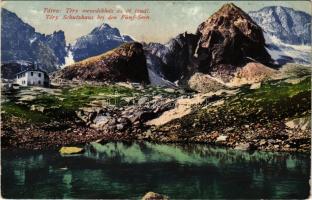 Tátra, Magas-Tátra, Vysoké Tatry; Téry menedékház az Öt-tónál. Cattarino S. utóda Földes Samu kiadás...