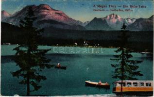 1917 Tátra, Magas Tátra, Vysoké Tatry; fogaskerekű vasút, Csorba tó / cogwheel railway, lake (EK)