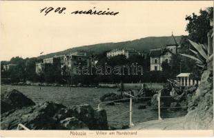 1908 Abbazia, Opatija; Villen am Nordstrand. Verlag A. Dietrich, Markert &amp; Sohn / nyaralók /...