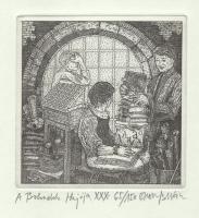 Orosz István (1951-): A Bolondok Hajója XXX. Rézkarc, papír, jelzett és számozott (65/150). 11,5x11,...