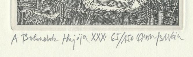 Orosz István (1951-): A Bolondok Hajója XXX. Rézkarc, papír, jelzett és számozott (65/150). 11,5x11,...