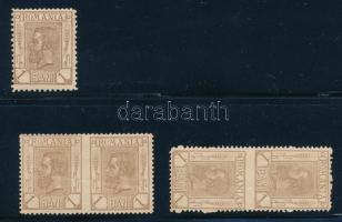 1893 I. Károly király Mi 99 bélyeg + középen fogazatlan függőleges és vízszintes pár