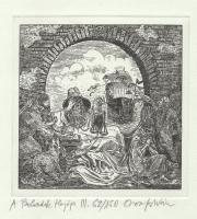 Orosz István (1951-): A Bolondok Hajója III. Rézkarc, papír, jelzett és számozott (62/150). 11,5x11,...