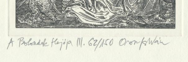 Orosz István (1951-): A Bolondok Hajója III. Rézkarc, papír, jelzett és számozott (62/150). 11,5x11,...