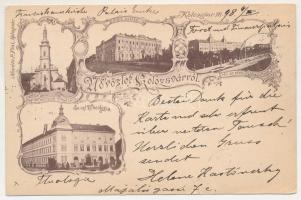 1898 Kolozsvár, Cluj; Erdő és pénzügyigazgatósági paloták, EMKE palota, Evangélikus református Theol...