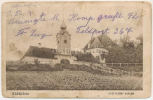 1917 Küküllővár, Cetatea de Balta; Gróf Haller Jenő Várkastélya. Vasúti levelezőlapárusítás / castle...