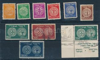 Izrael 1948 Első sor Mi 1-6 falcos, 7 postatiszta, 8-9 bélyegzett + Mi 7 tabbal bélyegzett (Mi EUR 8...