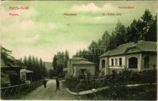 Bártfa, Bártfafürdő, Bardejovské Kúpele, Bardejov; Felső erdősor, Mignon, Milleneum, Dr. Batek villa...