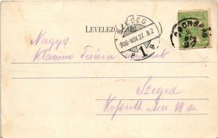 1906 Csongrád, Magyar Király szálloda, Bloch Adolf üzlete, hintó. Kiadja Szilber János (fa)