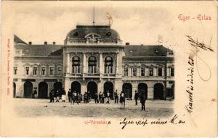 1902 Eger, új városház, Braun Adolf, Lázár Jónás társai üzlete, gyógyszertár. Stengel &amp; Co. ...
