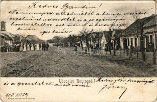 1903 Enying, Fő utca, esküvői menet. Kiadja Politzer Jenő (EB)