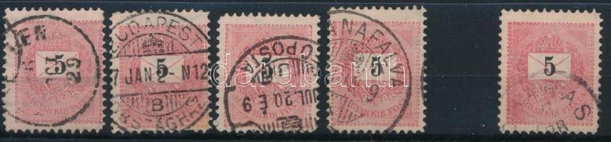 1889 5kr 1-4 vízjelállással + szélenyomat 11 1/2 fogazással (60.000)