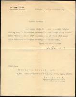 1934 Kozma Jenő az Egységes Községi Polgári Párt elnökének autográf aláírással ellátott levele Szört...