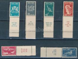 Izrael 1950 Légiposta, régi madárábrázolások sor tabbal Mi 33-38 (Mi EUR 260.-)