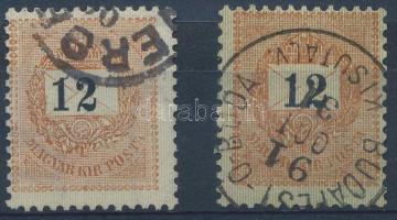 1889 12kr 2 db bélyeg elcsúszott értékszámmal