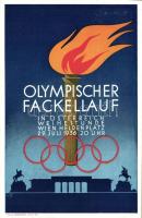 1936 Vienna, Wien; Olimpiai fáklya vivők, reklám So. Stpl (non PC), 1936 Vienna, Wien; Olympischer Fackellauf / Olympic torch relay, advertisement So. Stpl (non PC)