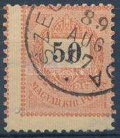 1888-1889 50kr erősen képbe fogazva