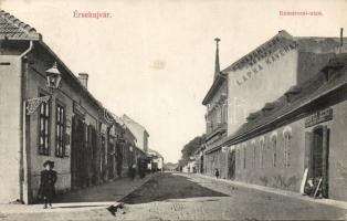 Érsekújvár Komárom street with the Komáromi warehouse, the shop of József Reichfeld and Café Lapka
