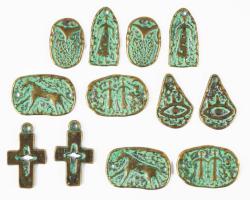 12 darab iparművész bronz medál, h: 2 cm