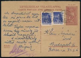 1944 Díjkiegészített levelezőlap "ZOMBOR"