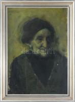 Bathó Lajos (1920-23 körül a Képzőművészeti Főiskola növendéke): Idős hölgy portréja. Olaj, karton, ...