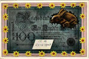 1908 100 Mark Reichsbanknote / 100 German Marks banknote, rabbits