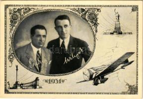 1932 Endresz György és Wilczek (Magyar) Sándor "Justice for Hungary" óceánrepülésének emlé...
