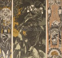 cca 1895 Carl Otto Czeschka (1878-1960) Chase /Jagd / Hunting, kollotípia, papír, jelzett a dúcon, I...