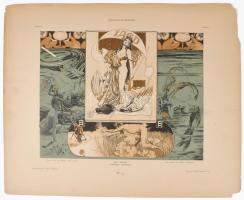 cca 1895 Koloman Moser (1868-1918): Jagd. Fischerei./ Rudersport. Radfahrsport, kollotípia, papír, j...