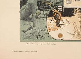 cca 1895 Koloman Moser (1868-1918): Jagd. Fischerei./ Rudersport. Radfahrsport, kollotípia, papír, j...