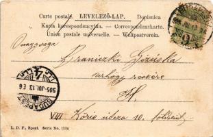 1905 Gizella - betűs-virágos üdvözlőlap montázs. L.D.F. No. 1379. / flower-letter greeting card mont...